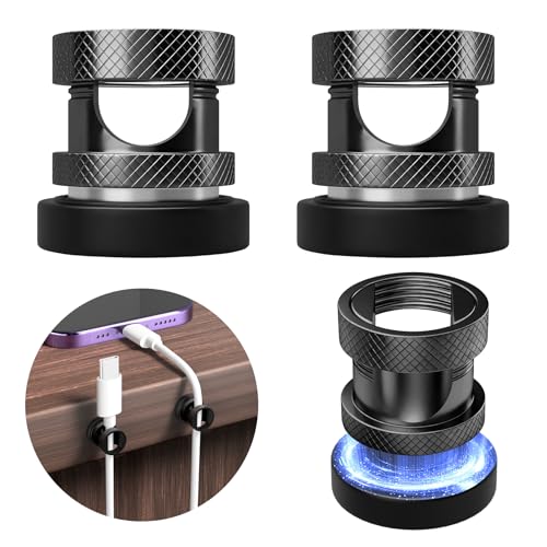 Maveek Magnetic Cable Holders, Metal Black Wire Management Magnet Clips Cable Anchor for Desk Nightstand Car Office USB Charge Cords (4 Pack, Metallic Black) - color: Metallic Black, size: 4Pcs
