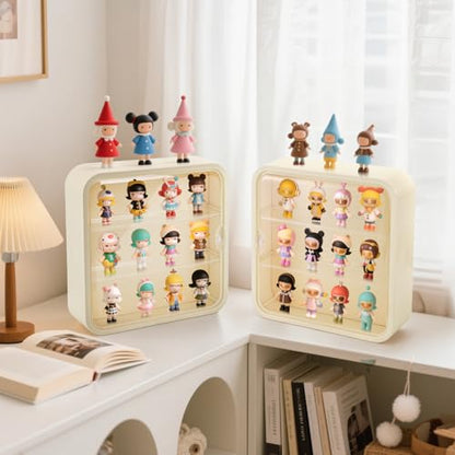AVLA 2 Pack Display Case for Figures, 3 Tiers Clear Acrylic Doll Storage Box, Wall-Mounted Collectibles Display Stand, Minifigure Showcase with Magnetic Door for Mini Toys, Action Figures, Dust Proof
