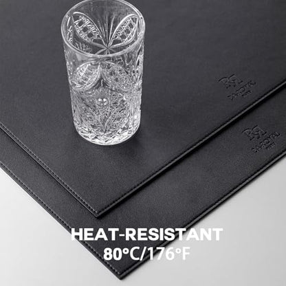 Baroyal Faux Leather Placemats Set of 6 Vinyl Washable Wipeable Table Mats for Kitchen Dining Table Heat Resistant Waterproof Modern Indoor/Outdoor Placemats Non-Slip Easy Clean Place Mats (Black) - color: B-black