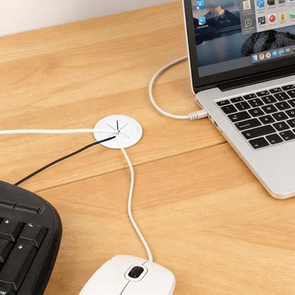 8 Pcs White Desk Grommet, 2 Inch Desk Hole Cover for Cables, Grommet Cover with Hole Saw for Table Cables Wire Home Office - color: White