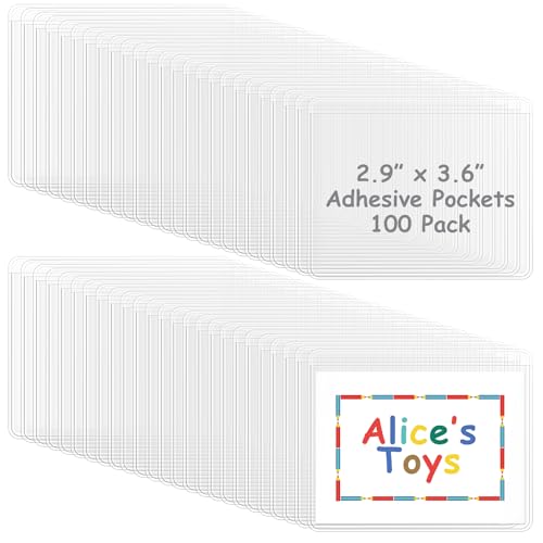 Jeyiour 100 Pcs Label Holders Adhesive Nameplate Pockets Storage Bin Labels Index Card Holder Shelf Plastic Peel Stick for Classroom Supermarket Bookshelf Library Student Box Drawer (3.6 x 2.9 Inch) - size: 3.6 x 2.9 Inch