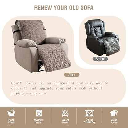 Genina Waterproof Oversized Recliner Chair Covers - 100% Protection, Non-Slip, Washable Recliner Slipcover for Larger Recliners, Kids & Pets Friendly【28'' /Taupe】 - color: Taupe, size: 28 in （Oversized 1 Seater）