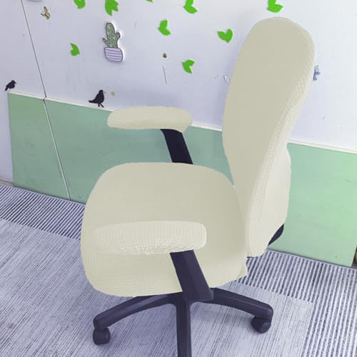 HAPPYDOG 4 Pcs Office Chair Covers Set Stretchable Protective Rotating Computer Chair Seat Covers with Armrest Covers (Beige) - color: Beige