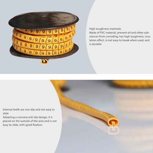 6m² Cable Identification Wire, 10Pcs 0 to 9 Coded Clip on Plastic Cables Identification Wire Cord Cable Marker PVC Number Tube for Electronics Computers - size: 6m²