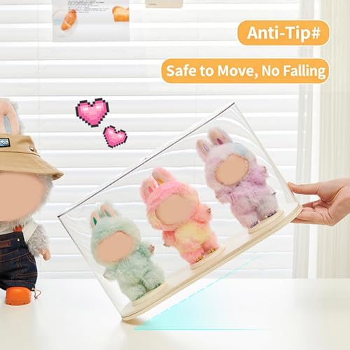 Rotating Display Case - Clear Figure Display Case with Dust Proof Cover,for 17/15cm Plush Dolls, Stackable Holder Display Shelf for Collectibles,NO Dolls - size: 8 Inch tall