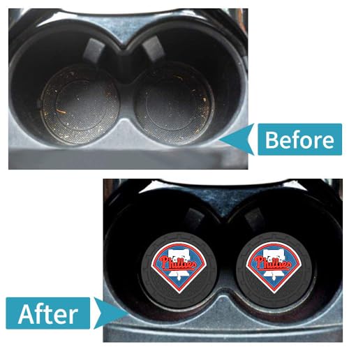Car Cup Holder Coasters for Phila Phillies Baseball Fans, Phillies Car Coasters for Cup Holder Insert Silicone Non-Slip - color: 11phi12lli