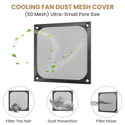 4 Pcs Computer Fan Filter Grills, 120mm Aluminum Frame Stainless Steel Mesh Dustproof Cover for Computer Case, Black