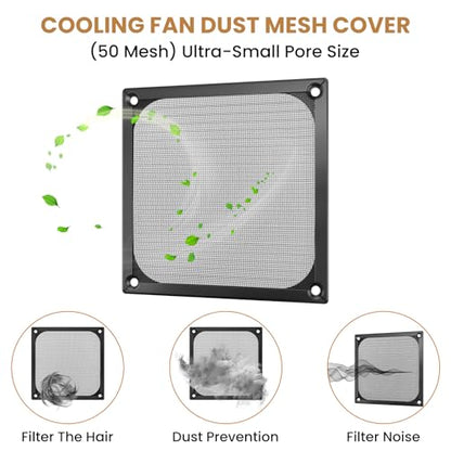 4 Pcs Computer Fan Filter Grills, 120mm Aluminum Frame Stainless Steel Mesh Dustproof Cover for Computer Case, Black