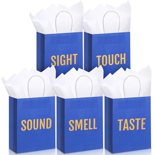 Kolldenn 5 Senses Gift Bags for Him for Her with 10 Pcs Tissue Paper, Paper Bags with Handles Five Senses Gifts for Valentines Christmas Birthday Wedding Anniversary(Blue,10.2 x 4.7 x 13 Inch) - color: Blue, size: 10.2 x 4.7 x 13 Inch