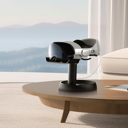 AMVR VR Headset Stand Holder Compatible with Quest 3s/Quest 3/Vision Pro/Quest 2/Pico 4/for PSVR 2 - Universal VR Headset Display Dock, Stable Bracket Storage Round Base, Mount Install Easy - color: Black