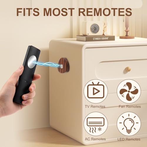 3 Pack Remote Control Holder, Upgraded Wood Magnetic Remote Control Wall Mount, No Drill Self-Adhesive TV Remote Holder for TV, Fan & Air Conditioner Remotes