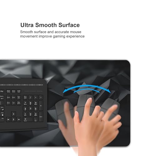 Large Mouse pad, XXL Gaming Keyboard pad, Dark Gray Geometric Pattern, Water-Resistant and Slip-Resistant, Suitable for Gaming and Office use, Laptop Computer Table Protection pad, 35.4 x 15.7 inches - color: Dark gray checkered
