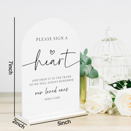 Please Sign a Heart Sign Heart Guest Book Sign Wedding Engagement Bridal Shower Decor for Ceremony Party Reception Guestbook Table Decor 5 x7 Inch - color: Heart Guest Book