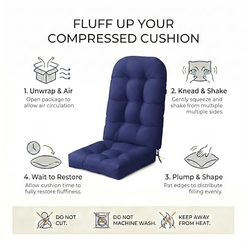 Crestlive Products Adirondack Chair Cushion, 50 x 20 x 4 inch, Thickening, Water Resistant, Fade Resistant Cushions for Adirondack Chair, Navy - color: Navy Blue, size: 1