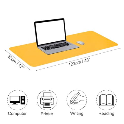 PATIKIL 48" x 17" Non-Slip Waterproof PU Leather Desk Pad Dual-Sided for Office & Home (Yellow) - color: Yellow, size: 48"x17"