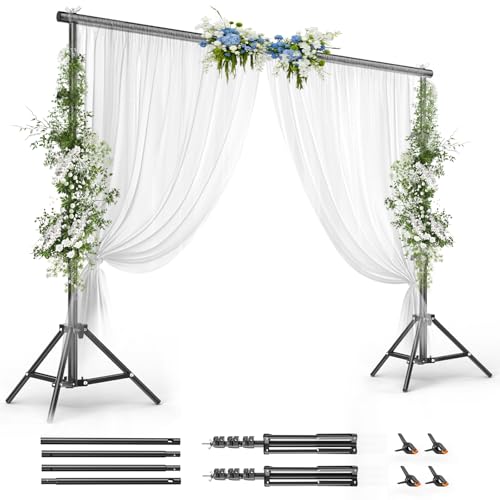 BEIYANG 10x10FT Backdrop Stand, Background Support Kit for Photography, 2 Adjustable Backdrop Supports, 4 Crossbars, 4 Clamps, and Carrying Bag for Photo Video Stutio, Parties Decoration - size: 10*10FT