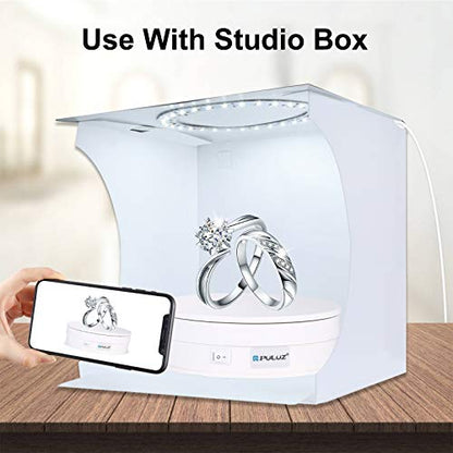 PULUZ 360 Degree Photography Turntable Rotating Display Stand, 5.7in(15cm) Diameter 360 Degree Turntable Display Stand for Photography Video Shooting Props Jewelry, Max Load 33Lb (White) - size: 5.7inch/White