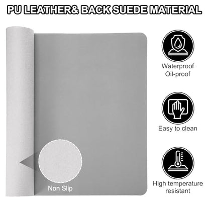 PATIKIL Desk Mat, 48"x17" Waterproof PU Leather Desktop Protector Dual Sided, Light Grey - color: Light Grey, size: 48"x17"
