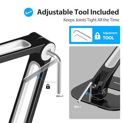 AboveTEK Tablet Stand, Multi-Angle Adjustable iPad Stand Holder, 360° Swivel Tablets Stand Aluminum Desk Mount Fits 4”-11"(Diagonal) iPad/mini/Air/Pro for Business Kiosk Office – Black - color: Black