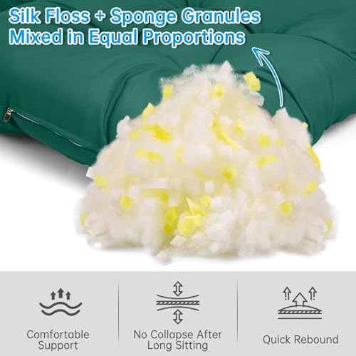 Adirondack Chair Cushion Waterproof Rocking Chair Cushion, Tufted High Back Patio Chair Cushions with Anti-Slip Ties for Rocking Chairs,Adirondack Chair,Patio Furniture (Green) - color: Green