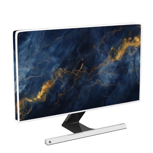 Waterproof Monitor Dust Cover 26, 27, 28 Inch Anti-Static Dustproof Protective Full Body Cover for Computer Screen Sleeve Compatible with iMac 26-28 Inch PC,Desktop and TV,Blue Marble - color: Blue and yellow, size: 26-28 Inch