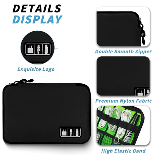 Electronics Organizer,Travel Cord Organizer Pouch, Portable Cable Organizer Bags,Travel Electronic Accessories Storage Case for Cables, Cords, Charger, Phone (Black) - color: A1-M-Black, size: Medium