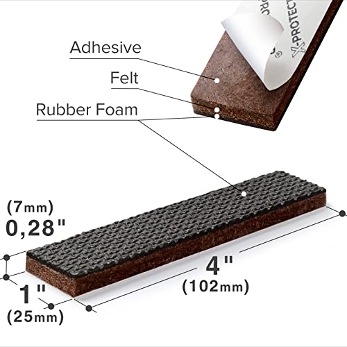 X-PROTECTOR Non-Slip Furniture Pads 8 PCS 1” x 4” - Rubber Furniture Grippers - Self-Adhesive Floor Protectors Grips for Furniture Feet! - size: 8 Rectangular 1 x 4"