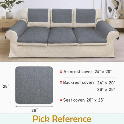 Couch Arm Covers, Waterproof Armrest Cover for Sofa, Loveseat, Armchair, Non-Slip Recliner Arm Cover, Sofa Arm Covers, Headrest Cover, Arm Chair Covers Set of 2 (Dark Gray, 26"×26") - color: Dark Gray, size: 26" x 26" - 2 pcs