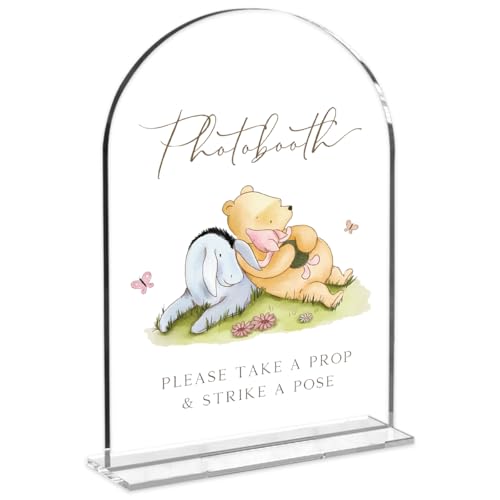 Cute Bear Baby Shower Sign Decor Arch Acrylic 5x7 Inch Sign 02 | Cute Bear Centerpieces Baby Shower & Event Gift Stations Dessert Table Decor - color: BPhotobooth