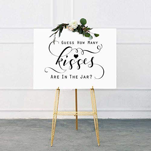 Bridal Shower Guess How Many Kisses are in the Jar Sign, 8x10 Unframed Art Print, Bridal Shower Game Sign, Kisses Jar Guessing Game Decor, Black and White Party Table Sign