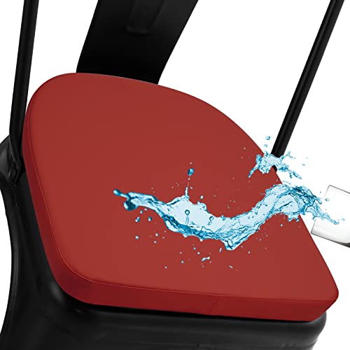BUYUE 14" Metal Chair Cushion with Magnetic 1 Piece, Luxury PU Leather Waterproof Anti-Slip Seat Pad for Kitchen Cafe Dining Bistro Stackable Chairs (U-Shape, Red, 1) - color: Red, style: U-shape-1 Pcs