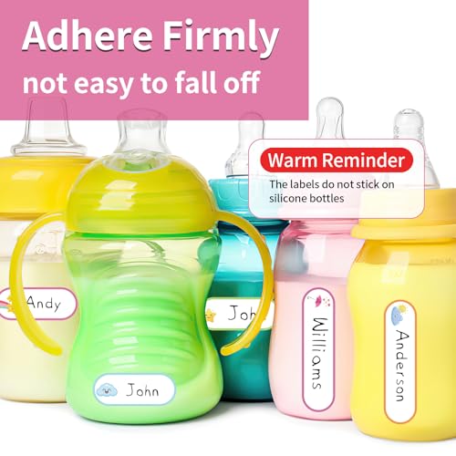 480 Pcs Labels for Kids Stuff Daycare, Waterproof Baby Name Label, Washable Bottle Labels, Reusable Self-Adhesive Tag Stickers for School Essentials, Self-Laminating Write-on (Weather) - style: Weather