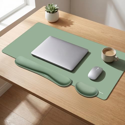 MOSISO Keyboard Mouse Pad Set, Gaming Mouse Pad&Keyboard Wrist Rest&Wrist Rest, Ergonomic Wristrests with Memory Foam Home Office Easy Typing Cushion Non-Slip Mousepad, Antique Green - color: Antique Green
