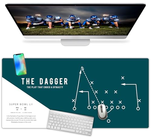 Large Philadelphia Desk Mat for Desktop – XL Desk Pad Mat with Smooth Surface, Green Football Theme Office Decor, Man Cave Accessory, Men Gifts & Game Day Gift The Dagger Bird Gang Philly Philly - color: Philly Football: The Dagger, size: 16.5" x 36"
