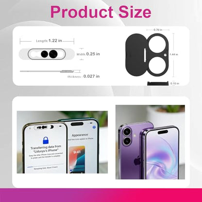 Privacy Cover Compatible for iPhone 17/16 Plus/16, [2-Pack] Anti-Spy Camera Lens Protector with Front Camera Cover, On/Off Face ID Compatible,Anti-Spy Guard, Privacy & Security Protection, Black