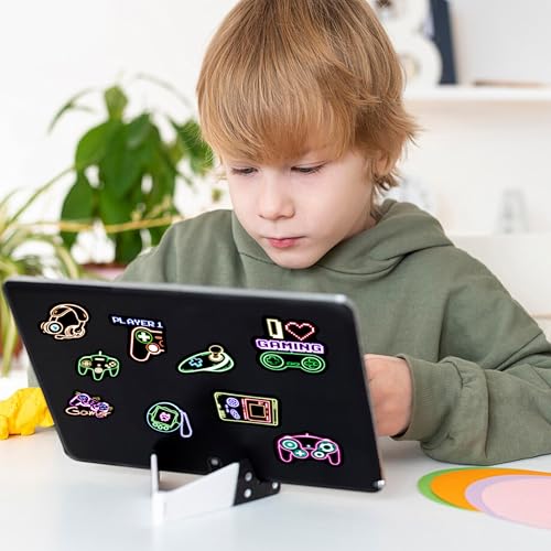 75 Pcs Kids Neon Gamer Gamepad Water Bottle Stickers | Game Controller Joystick Video Gaming, Laptop Decals, Waterproof Vinyl, Teens Girls Boys Students Adults - color: Non-luminescent-430ksxx