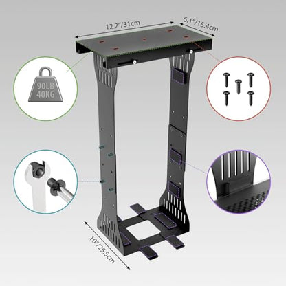 KEEGH Heavy Duty Under Desk PC Mount Adjustable Under Desk Computer Mount Supports Up to 90 lbs PC Mount with Secure Locking for Standing Desk, Black - color: Black