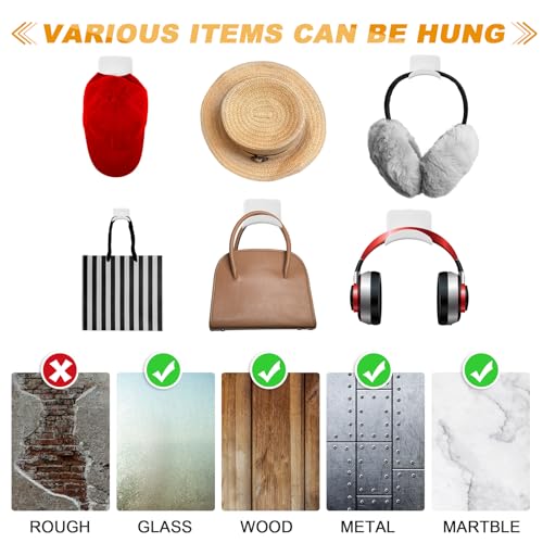Wonderjune 12 Pcs Headphone Wall Hangers Adhesive Gaming Headset Holder Hooks for Wall Mount Strong Universal Stand Hooks for Most Headphone Controller, Hat, Baseball Caps, Door, Closet (White) - color: White
