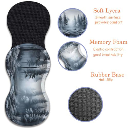 Large Gaming Mouse Pad + Wrist Rest+ Coaster Combo, 31.5 "x 11.8" Durable Non-Slip Extension Table Mat, Suitable for Office and Home, Fog Forest - color: Fog Forest