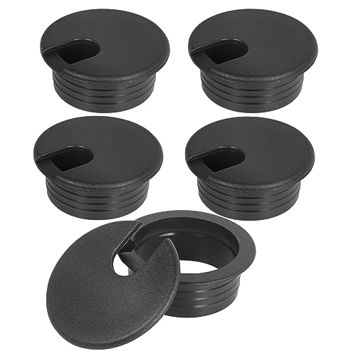 1-1/2" Black Desk Grommet, JTemgle Plastic Cable Hole Cover Computer Table Cord Wire Organizer Caps Desktop Cord Management for Home Office TV Stands Tabletops, 5 Pieces - color: Black, size: 1-1/2" / 38mm