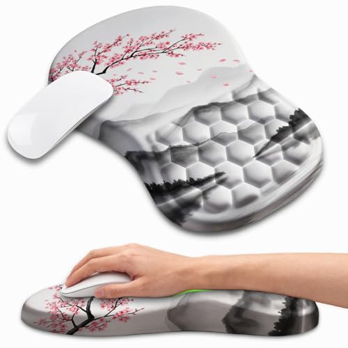 Ergonomic Mouse Pad with Wrist Rest, Memory Foam Wrist Support for Carpal Tunnel Pain Relief, Massage Design Mousepad and Non-Slip Base for Office and Gaming, 12x8 Inch, Landscape - color: Landscape
