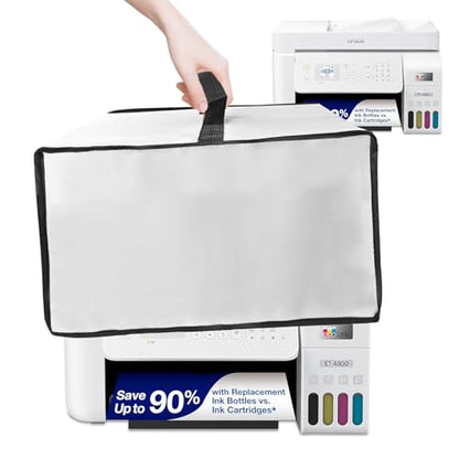 Printer Dust Cover for Epson EcoTank ET-4800, Heavy-Duty 600D Nylon Printer Protector – Waterproof Anti-Static Dustproof Printer Cover Case (15×15.8×9.8in) (Silver) - color: Silver