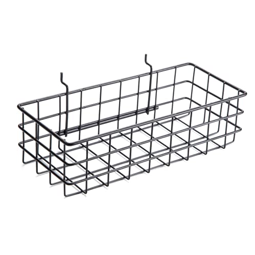 RightArrange Pegboard Basket Size S, Black - Hooks to Any Peg Board - Square Style Wire Shelf Baskets - Organize Tools, Workbench, Accessories, Garage Storage - Wall Organizer Attachments - size: Small