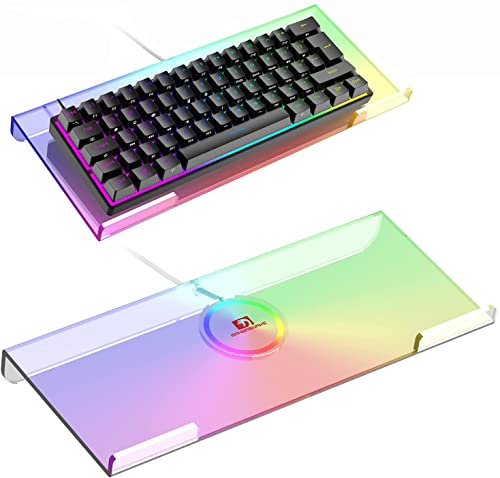 Clear 366 Kinds RGB Acrylic Tilted Computer Keyboard Holder,PC Keyboard Stand Tray Holder for Easy Ergonomic Typing and Working at Home and Office Upgraded Version - color: RGB Chocolate stand