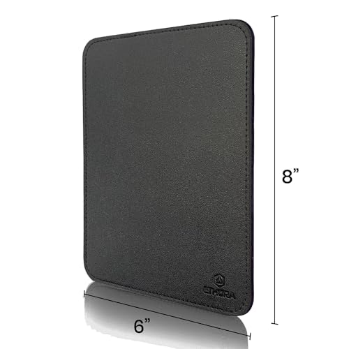 Faux Leather Mouse Pad 6 x 8 INCH – Elegant & Waterproof | Synthetic Leather, Non-Slip Rubber Base, Stitched Edges | Ideal for Laptop, Office, Travel (Black) - color: BLACK