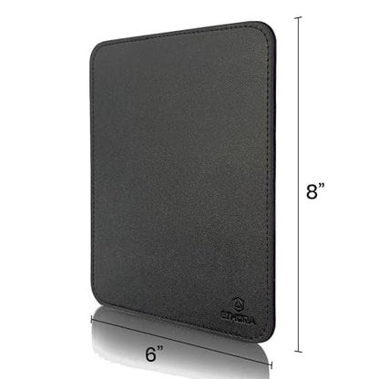 Faux Leather Mouse Pad 6 x 8 INCH – Elegant & Waterproof | Synthetic Leather, Non-Slip Rubber Base, Stitched Edges | Ideal for Laptop, Office, Travel (Black) - color: BLACK