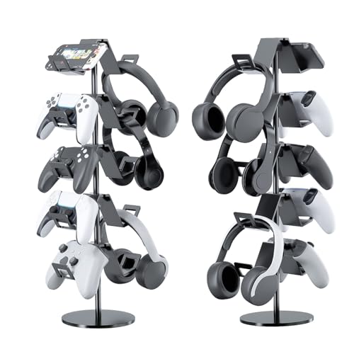 Controller Stand,5 Tier Headphone Holder | Universal Compatibility,Holds 10 Controllers or 2 Headsets + 5 Controllers,Sturdy build,Space-Saving Organizer,For Gamer