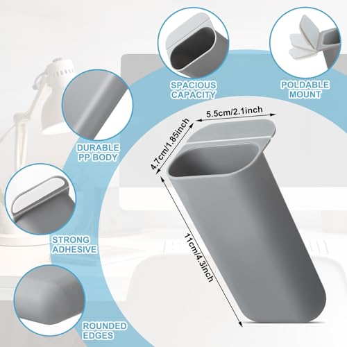 Resurhang 6 Pcs Monitor Pen Pencil Holders DIY Screen Pen Holder Computer Monitor Pencil Holder Desktop Accessories PP Self Adhesive Desk Organizer for Office Classroom Gadget Storage(Gray) - color: Gray