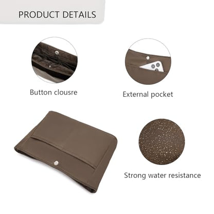 YONEBN waterproof Storage Bag Lightweight Large Capacity nylon Bag Inner Bag Handbag Organizer - color: Nylon/Brown