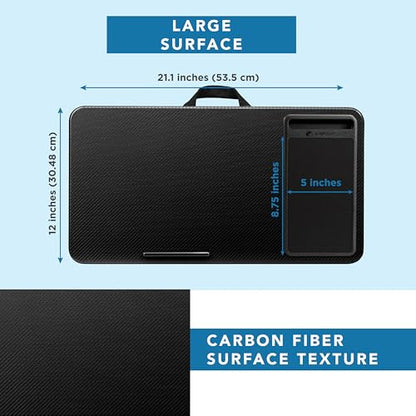 LAPGEAR Home Office Lap Desk with Device Ledge, Mouse Pad, and Phone Holder - Black Carbon - Fits up to 15.6 Inch Laptops - Style No. 91588 - color: Black Carbon, size: Home Office W/Device Ledge